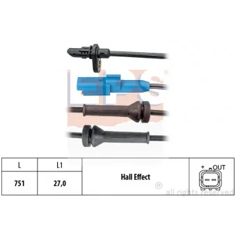 Capteur, vitesse de roue EPS [1.960.182]