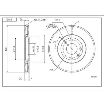 Jeu de 2 disques de frein arrière HART [215 651]