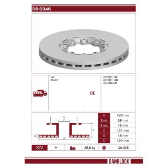 Jeu de 2 disques de frein arrière DANBLOCK [DB 0346]