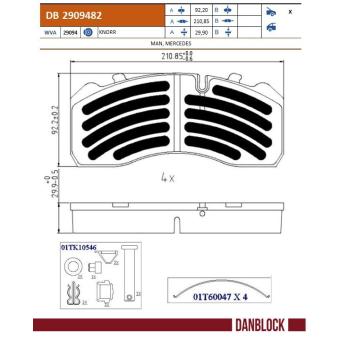 Jeu de 4 plaquettes de frein DANBLOCK OEM 5317002400