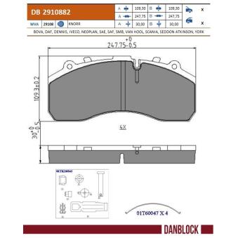 Jeu de 4 plaquettes de frein avant DANBLOCK [DB 2910882]