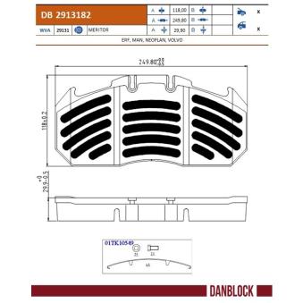 Jeu de 4 plaquettes de frein DANBLOCK OEM 5001855646