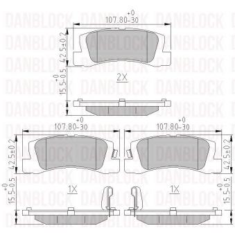 Jeu de 4 plaquettes de frein avant DANBLOCK [DB 510176]