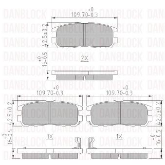 Jeu de 4 plaquettes de frein avant DANBLOCK [DB 510253]