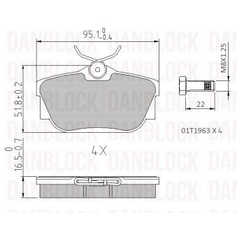 Jeu de 4 plaquettes de frein avant DANBLOCK [DB 510396]