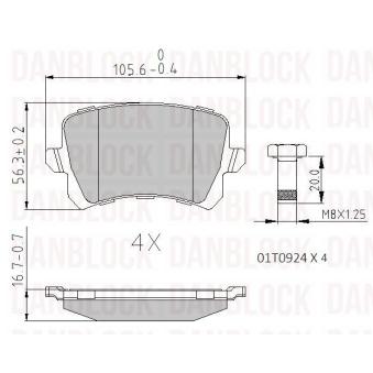 Jeu de 4 plaquettes de frein avant DANBLOCK [DB 510853]