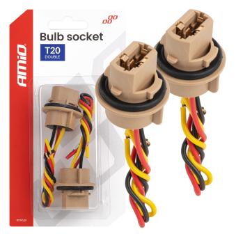 Support douille ampoule T20 LED 12V W21/5W WY21/5W W3x16q 7443 2 pièces - AMIO 04834