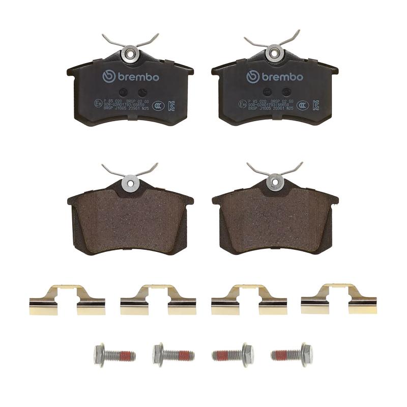 Jeu de 4 plaquettes de frein arrière BREMBO P 85 020 - Visuel 2