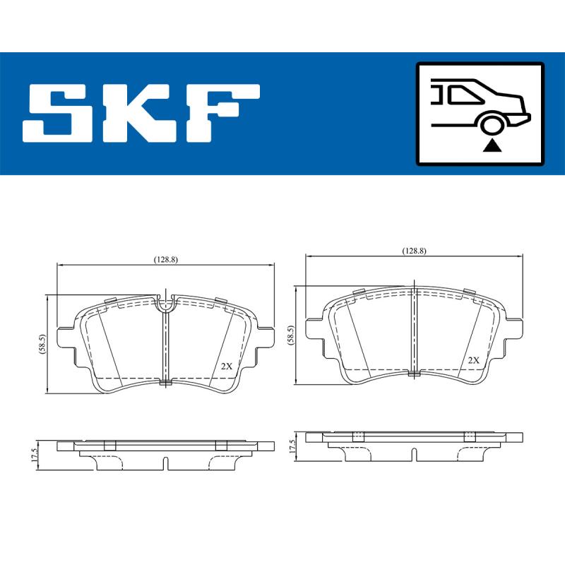Jeu de 4 plaquettes de frein arrière SKF VKBP 91369 - Visuel 1