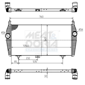 Refroidisseur d'air de suralimentation MEAT & DORIA 995285 pour PEUGEOT 607 2.7 HDI 24V - 204cv