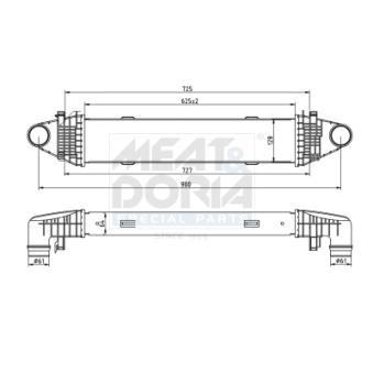 Refroidisseur d'air de suralimentation MEAT & DORIA 995212 pour PORSCHE 911 E 250 CGI - 204cv