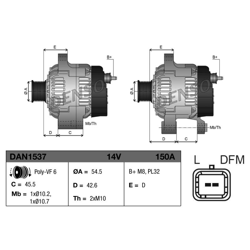 Alternateur DENSO DAN1537 - Visuel 2