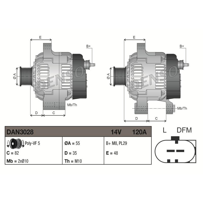 Alternateur DENSO DAN3028 - Visuel 2