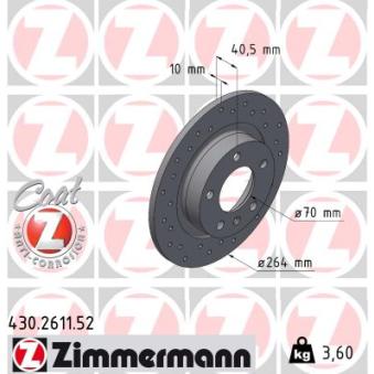 Jeu de 2 disques de frein arrière ZIMMERMANN OEM 93190227