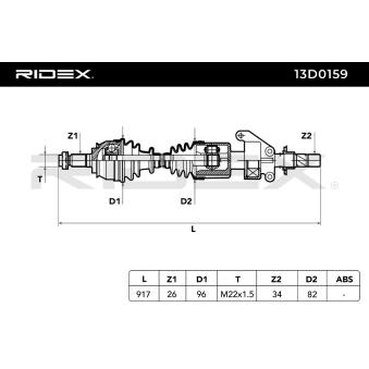 Arbre de transmission RIDEX OEM 31607574850 Arbre de transmission RIDEX OEM 31607574850