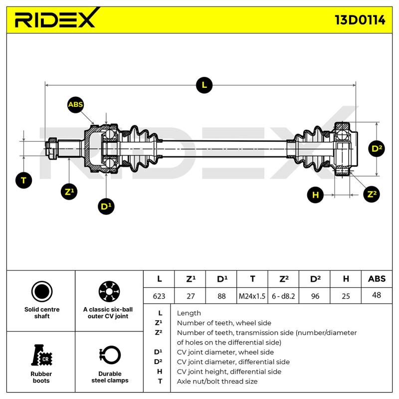 Arbre de transmission RIDEX 13D0114 - Visuel 2