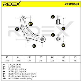 Triangle ou bras de suspension (train avant) RIDEX OEM 8200255760 Triangle ou bras de suspension (train avant) RIDEX OEM 8200255760