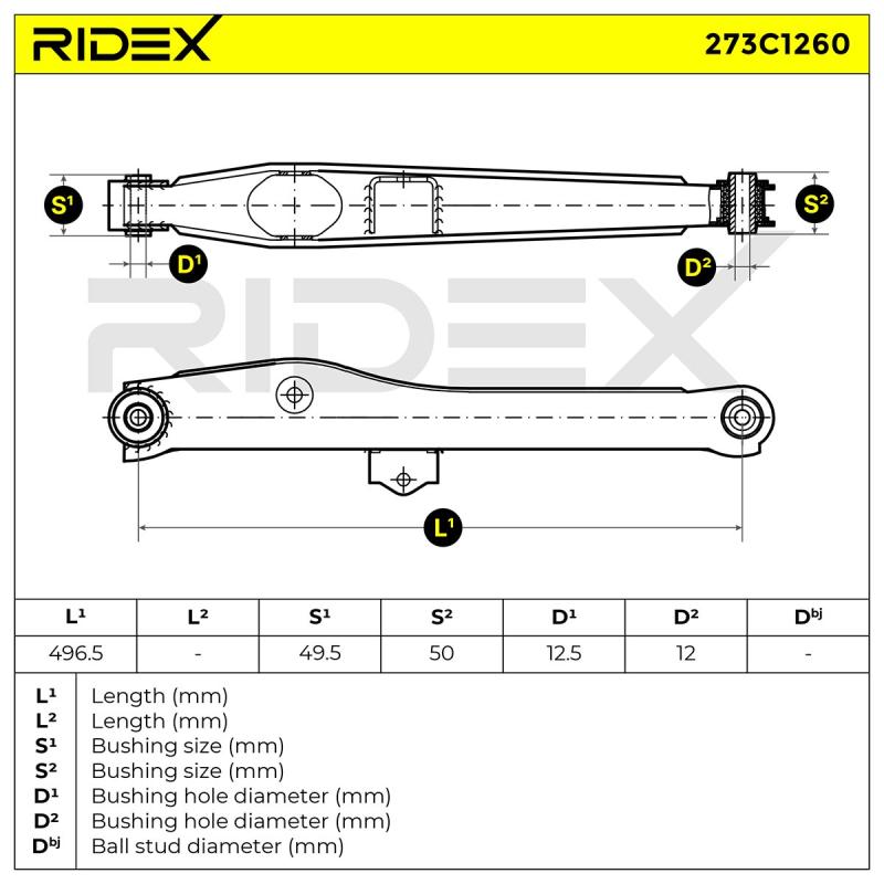 Triangle ou bras de suspension (train avant) RIDEX 273C1260 - Visuel 1