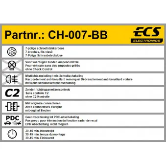 ECS CH-007-BB - Kit électrique, dispositif d'attelage