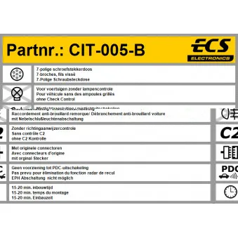 ECS CIT-005-B - Kit électrique, dispositif d'attelage