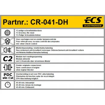 ECS CR-041-DH - Kit électrique, dispositif d'attelage