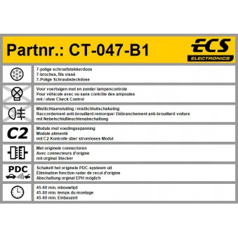 ECS CT-047-B1 - Kit électrique, dispositif d'attelage