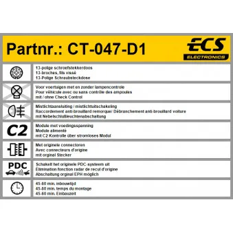 ECS CT-047-D1 - Kit électrique, dispositif d'attelage