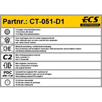 ECS CT-051-D1 - Kit électrique, dispositif d'attelage