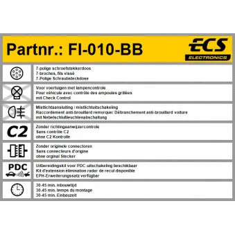 ECS FI-010-BB - Kit électrique, dispositif d'attelage