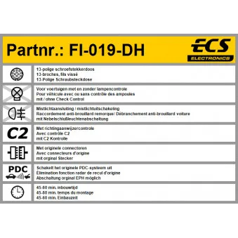 ECS FI-019-DH - Kit électrique, dispositif d'attelage