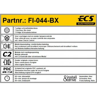 Kit électrique, dispositif d'attelage ECS FI-044-BX