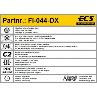 ECS FI-044-DX - Kit électrique, dispositif d'attelage