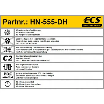 Kit électrique, dispositif d'attelage ECS HN-555-DH