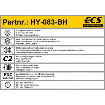 ECS HY-083-BH - Kit électrique, dispositif d'attelage