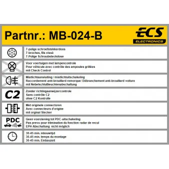 ECS MB-024-B - Kit électrique, dispositif d'attelage