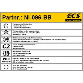 ECS NI-096-BB - Kit électrique, dispositif d'attelage