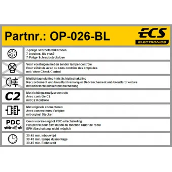 Kit électrique, dispositif d'attelage ECS OP-026-BL
