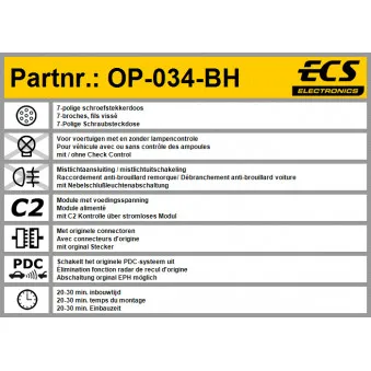 Kit électrique, dispositif d'attelage ECS OP-034-BH