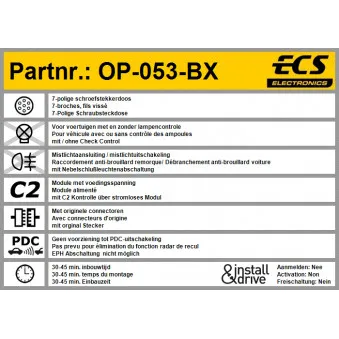 ECS OP-053-BX - Kit électrique, dispositif d'attelage