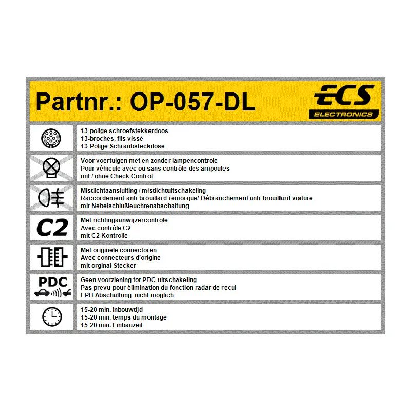 Kit électrique, dispositif d'attelage ECS [OP-057-DL]