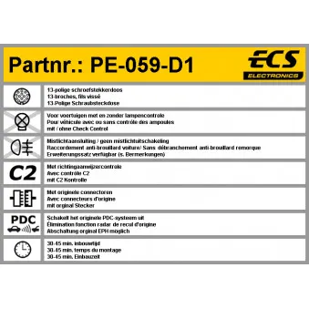 Kit électrique, dispositif d'attelage ECS PE-059-D1