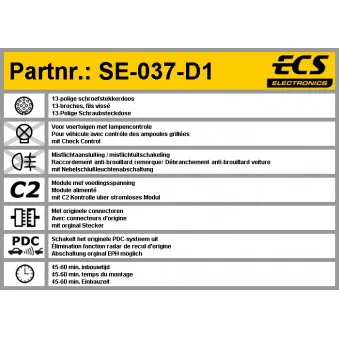 ECS SE-037-D1 - Kit électrique, dispositif d'attelage