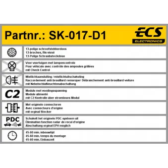 Kit électrique, dispositif d'attelage ECS SK-017-D1