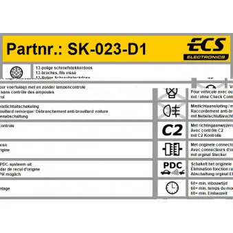 ECS SK-023-D1 - Kit électrique, dispositif d'attelage