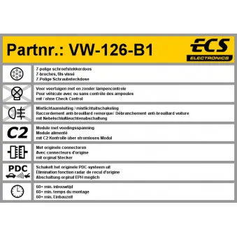 Kit électrique, dispositif d'attelage ECS VW-126-B1