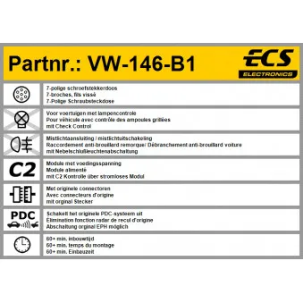ECS VW-146-B1 - Kit électrique, dispositif d'attelage