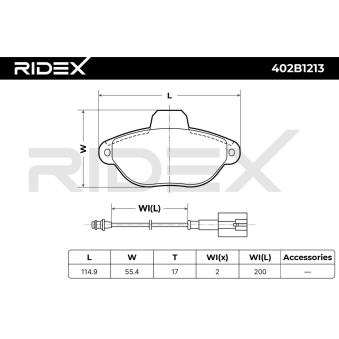 Jeu de 4 plaquettes de frein avant RIDEX OEM 9949183 Jeu de 4 plaquettes de frein avant RIDEX OEM 9949183