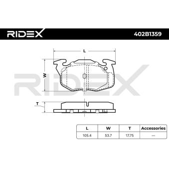 Jeu de 4 plaquettes de frein avant RIDEX OEM 425483 Jeu de 4 plaquettes de frein avant RIDEX OEM 425483