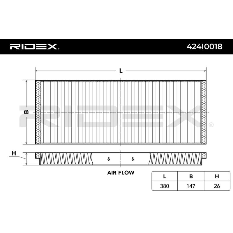 Filtre, air de l'habitacle RIDEX 424I0018 - Visuel 2