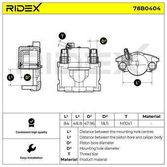 Étrier de frein RIDEX OEM 1E0333990 Étrier de frein RIDEX OEM 1E0333990